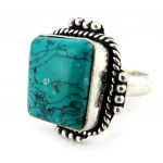 Les Tr&eacute;sors De Lily [N0291] - Bague Cr&eacute;ateur 'Mineralia' turquoise t&uuml;rkiissinine