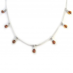 Les Tr&eacute;sors De Lily [N2824] - Collier argent 'Inspiration' ambre cognac (rhodi&eacute;) - 5 mm h&otilde;be