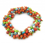 Les Tr&eacute;sors De Lily [N7197] - Bracelet fantaisie 'Kilimanjaro' orange vert bleu mitmev&auml;rviline