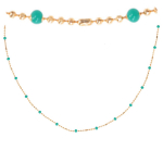 Les Tr&eacute;sors De Lily [Q8893] - Collier Plaqu&eacute; Or 'Boho' vert dor&eacute; (billes) - 45 cm- 2 mm roheline