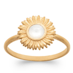Bague Plaqu&eacute; Or 'Cleopatra' pierre de lune dor&eacute; - 11 mm (tournesol) 52 valge