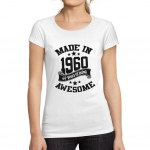 ULTRABASIC &ndash; T-s&auml;rk Donna Girocollo Made in 1960 Idee Cadeau T-s&auml;rk Pour Le 60e Anniversaire Blanc S valge