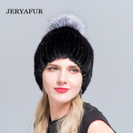 JERYAFUR naarits karusnahast mood karusnahast m&uuml;ts H&otilde;be rebane karusnaha pall kootud tupp m&uuml;ts Talve Naised Mehed Reisi suusam&uuml;ts Kootud Sisemine Sapp karusnahast m&uuml;ts