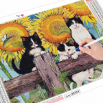 5D teemanttikandid kassi ristpistes teemantmaaling loomamosaiik p&auml;evalill k&auml;sit&ouml;&ouml; n&auml;put&ouml;&ouml; kodukaunistus Full Round (20X30CM)