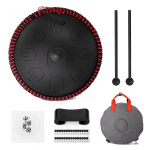 15-tollised 9-toonilised teraskeeletrummid k&auml;sitrummid trummipulkadega l&ouml;&ouml;kpillid muusikariistad must