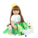 BZDOLL Baby Reborn Doll Lifelike 60 CM v&auml;ikelaps printsess t&uuml;druk riidest kehaga, pehme silikoonist j&auml;seme elus m&auml;nguasi Bebe riietatud t&uuml;druk Brown eyes