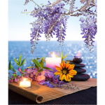 3D teemanttikandid ristpistes &uuml;mmarguse kivimaaling lillekiviga Full Round 20x25CM