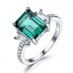 Gica Gema Square Nano Emerald Fashion 925 Sterling H&otilde;bedane uue disainiga s&otilde;rmus naistele, peened ehted, &otilde;rn kingitus pulmakihlus 5 roheline