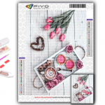 5D DIY Teemantmaal Ristpistes Tulbid ja Kohvi Teemanttikandid Mosaiik Seinakunst Kodukaunistus Full Round 20X30CM