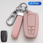 Nahast auto kaugjuhtimispuldi v&otilde;tme t&auml;iskaanega &uuml;mbris Toyota Auris Corolla Reiz Avensis Verso Yaris Aygo Rav4 Scion TC IM kestahoidja puldi jaoks F stytle Pink