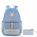 SUNBORLSi uus seljakott naiste triibuline l&otilde;uendikott, suure mahutavusega USB-arvutikott, alg- ja g&uuml;mnaasiumi&otilde;pilasekott sinine