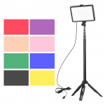 USB LED-videovalgusti komplekt Videokonverentsi valgustus 1 * LED t&auml;itevalgustusega 3200K-5600K h&auml;mardatav + 1 must