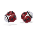 Les Tr&eacute;sors De Lily [E7159] &ndash; h&otilde;bedased k&otilde;rvar&otilde;ngad Coccinelle, punane must h&otilde;be (roodiumiga kaetud) - 5x5mm punane