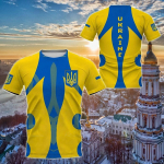 Ukraina Meeste T-s&auml;rgid Ukraina lipuga s&auml;rk 3D-tr&uuml;kiga O-kaelusega Suured l&uuml;hikesed varrukad Jersey Mood Meester&otilde;ivad T&auml;navar&otilde;ivad L