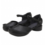 Johnature ehtsast nahast retrov&auml;rvi naiste sandaalid, &uuml;mmargused varvastega k&auml;sitsi valmistatud pehme tallaga, keskmise kontsaga mugavad naiste kingad 38 must