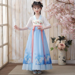T&uuml;druk Hanfu iidne kost&uuml;&uuml;m lapsed Hiina stiilis v&auml;ikese t&uuml;druku kleit Tang kleit printsessi seelik rahvariided lapsed S