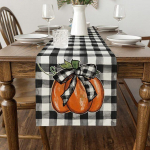 Halloweeni linane lauajooksja k&otilde;rvitsapelsini laudlina laudlina lauapeo platsimatt p&uuml;hadekaunistus s&uuml;gisfestival 150x33cm