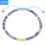 Looduslikust kristallist k&auml;sitsi valmistatud reguleeritav kootud k&auml;ev&otilde;ru 4 mm lihvitud helmestega k&auml;ev&otilde;ru White-Dot-Blue