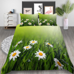 3D v&auml;ikese karikakra mustriga voodipesu, &uuml;heinimesevoodi t&auml;issuuruses taimse kr&uuml;santeemimustriga padjap&uuml;&uuml;r ja tekikate 2 v&otilde;i 3 mugav kodukaunistus UK Single 135x200cm