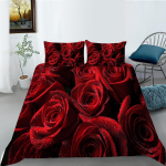 3D roositeemaline voodipesukomplekt Moodne romantiline armastusega tekikott ja padjap&uuml;&uuml;r, mis sobib armastajate ja paaritubade kodukaunistamiseks UK Single 135x200cm