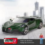 1/24 Scale Bugatti Voice of the Night sulamist metallist survevalatud automudel, tagasit&otilde;mmatav s&otilde;iduk heli ja kerge nukum&auml;nguasja mudeliga kingitus lastele 1/24-20x10x5cm roheline
