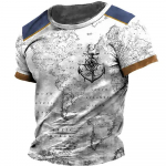 Suvekaart Ankurprindiga Meeste T-s&auml;rgid Vintage Meeste T-s&auml;rgid L&uuml;hikeste varrukatega Meeste Topid Vabaaja spordialad Meeste riided Suur suurus 6XL S