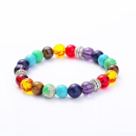 Natural Lava stone beads Healing Balance Chakra charm bracelet 8mm tiger eye bead Tibetan Buddha Prayer Bracelet for women Bracelet Style 1 black