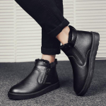 Meeste lumesaapad ehtsast nahast mugavad pluss sametist soojad k&otilde;rged talvesaapad l&uuml;hikesed karusnahast puuvillased meeste kingad 41 soe must v&auml;rv