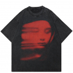 2024 Harajuku Streetwear Red Face Unisex T-s&auml;rk S must