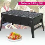 Suur kokkupandav kaasaskantav must BBQ-grill v&auml;ljas s&ouml;ega reisipiknik must