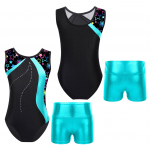 Girls Ballet gymnastic Leotards with Shorts Leopard Print Biketards 3-4 Years Heleroosa