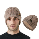 Kootud m&uuml;ts Meeste talvine kahekihiline paks sametist k&otilde;rvakaitse soe m&uuml;ts &uuml;hev&auml;rviline elastne villane m&uuml;ts hall