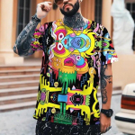 Suvine meeste T-s&auml;rk Erinevate m&otilde;&otilde;tmetega kunst 3D-printimine Meeste topid Humoorikas Abstraktne Naljakas &otilde;mblus Kvaliteetne L