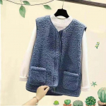 S&uuml;gistalvine naiste lambavillane l&uuml;hike mantel Vintage soe varrukateta puuvillane v&auml;lir&otilde;ivas Naiste vabaaja suur vest 3XL sinine