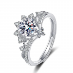 Bague Ringen S925 Sterling H&otilde;be komplekt 1-katuse Moissanite Light Luxury Princess Crown Living S&otilde;rmuse s&otilde;brap&auml;eva kingitus Goods + certificate h&otilde;bedane valge v&auml;rv