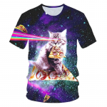 3D-prindiga naljakas kassi l&uuml;hikeste varrukatega meeste T-s&auml;rk suvise loomade prindiga Unisex Top Fashion Street S