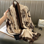 Kevads&uuml;gis kunstsiidist sall Naiste tr&uuml;kitud sall Pikad sallid kohv