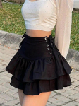 AltGoth Streetwear Mall Gothi seelik naiste Harajuku Y2k E-t&uuml;druku k&otilde;rge v&ouml;&ouml;kohaga side miniseelik Tume gooti punk Emo Alt Club Wear S must