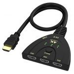 4K HD-&uuml;hilduv l&uuml;liti 3-sisene 1 v&auml;ljund nupuga kiire &uuml;mberl&uuml;litusega &Otilde;rnad t&auml;psed heliefektid HDMI-&uuml;hilduv muundur must