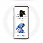&Uuml;mbris Samsung Galaxy S9 plus Lilo ja Stitch Ohana Quote White jaoks