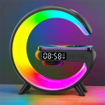Juhtmevaba laadija alusk&otilde;lar TF-kaart RGB &ouml;&ouml;valguslamp &auml;ratuskell kiirlaadimisjaama dokk iPhone'i Samsung Xiaomi jaoks must