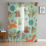 S&uuml;gisorav Metsloomad T&uuml;ll L&auml;bipaistvad kardinad elutuppa Magamistoa K&ouml;&ouml;gikaunistus Voile Organza kardinad 135W x 114H(cm) gray