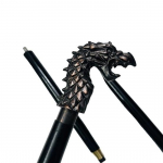 93.98 cm Dragon Solid Brass Handle Walking Stick, Black Wooden Stick, Portable Canes, Unique Walking Cane Gift