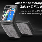 &Uuml;mbris Samsung Galaxy Z Flip 5funda bambusest puidumustriga Nahkkate Luksuslik coque Galaxy z flip 5 &uuml;mbrisega Z Flip 5 must
