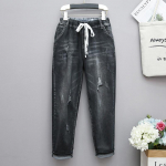 Meeste vabaaja vintage k&otilde;rge v&ouml;&ouml;kohaga teksariidest haaremip&uuml;ksid elastsed v&ouml;&ouml;koha pingutusn&ouml;&ouml;rid pluss suuruses L must