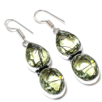 Natural Black Rutile Gemstone Handmade 925 Sterling Silver Earring 2.17 n4p58