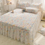 Uus puuvillane pitsiga tepitud voodilina seelik kolmeosaline printsessi stiilis pitsist voodikate 180*220cm 1pcs