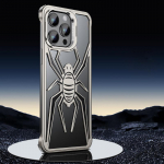 Alumiiniumisulamist &otilde;&otilde;nes &auml;&auml;risteta Spider telefoni&uuml;mbris iPhone 15 14 13 Pro Max objektiivihoidja metallist kuumuse hajutamise p&otilde;rutuskindel kate iPhone 13 must/valge