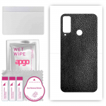 apgo Protective Skin Sticker for the back compatible with Honor Play 4T, Wrap Film, Foil, Vinyl - Pattern Black Leather