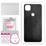 apgo Protective Skin Sticker for the back compatible with Google Pixel 4a, Wrap Film, Foil, Vinyl - Pattern Black Leather